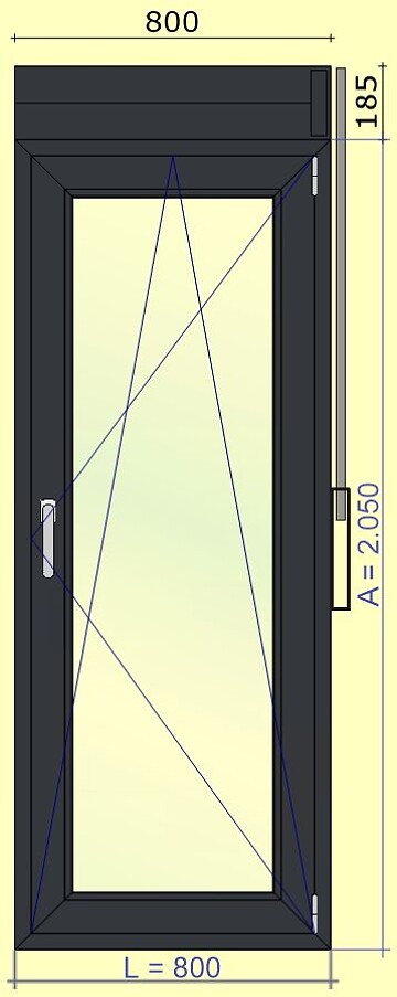 Puerta VEKA oscilobatiente PVC gris 7016 con persiana